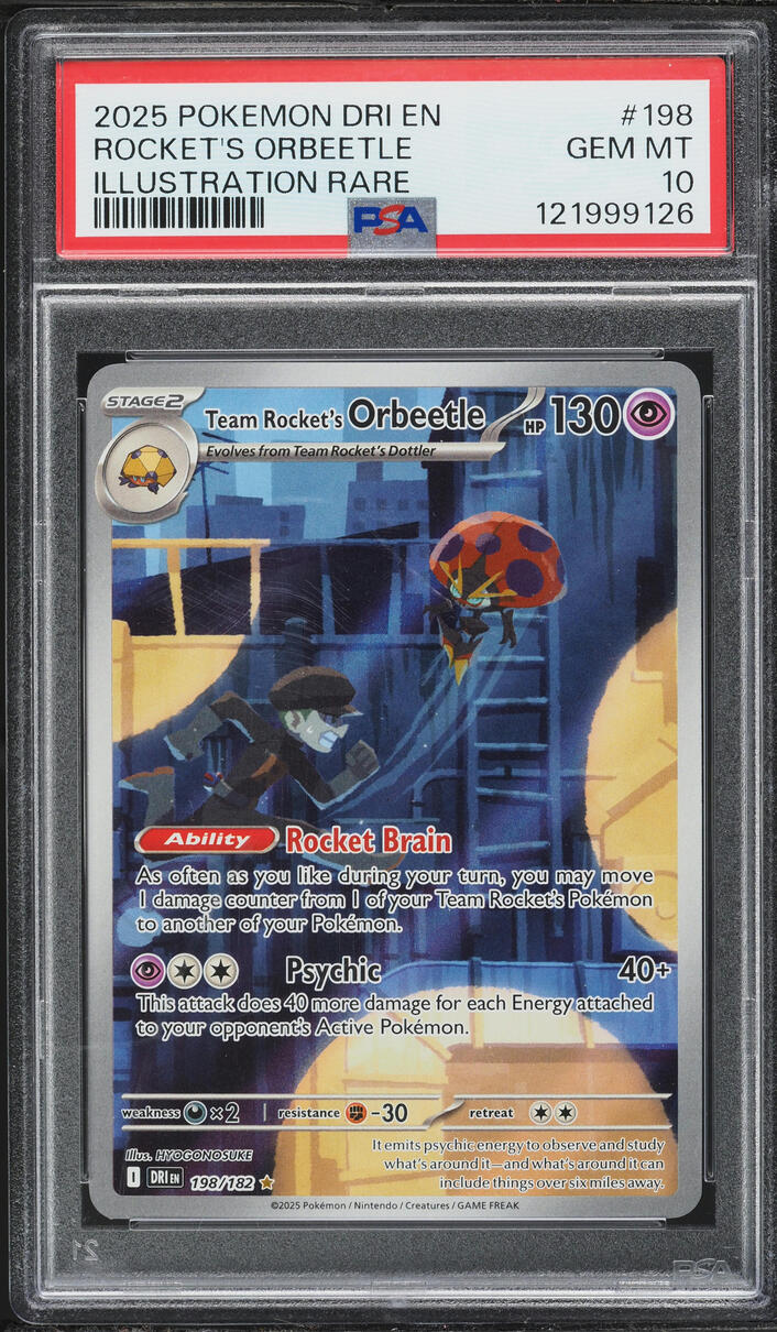 2025 Pokemon SV Destined Rivals IR Rocket's Orbeetle #198 PSA 10 GEM MINT