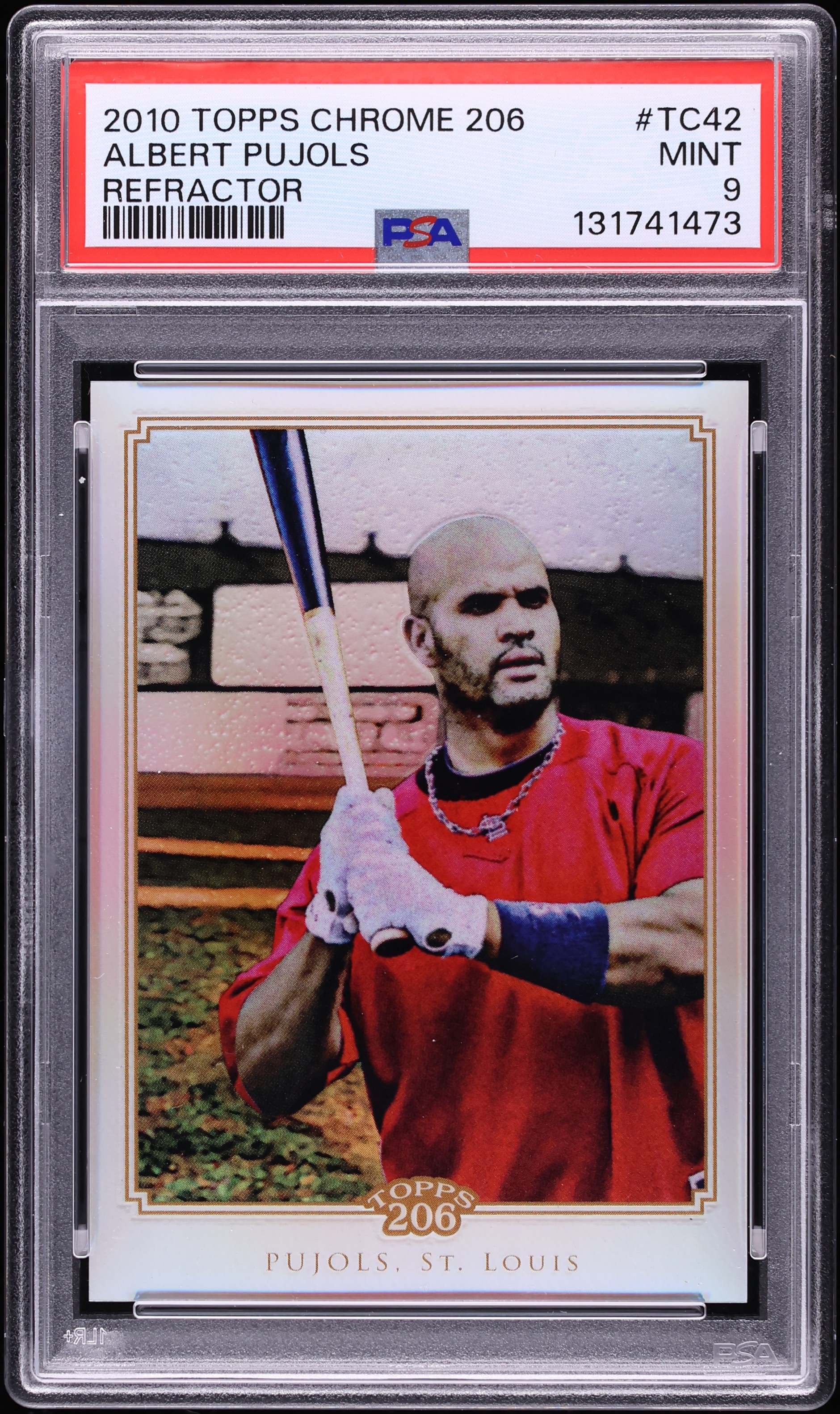 2010 Topps Chrome 206 Refractor Albert Pujols /499 #TC42 PSA 9