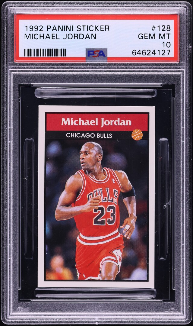 1992 Panini Sticker Michael Jordan #128 PSA 10 GEM MINT