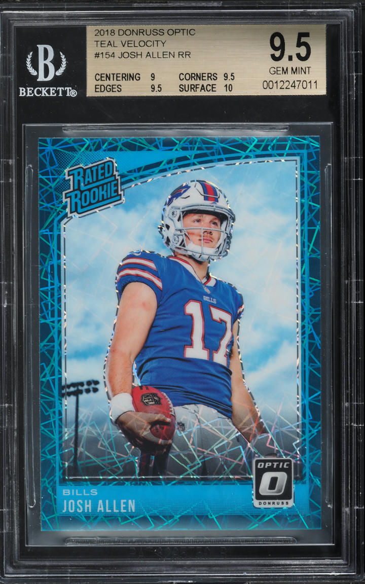 2018 Donruss Optic Teal Velocity Josh Allen ROOKIE #154 BGS 9.5 GEM MINT