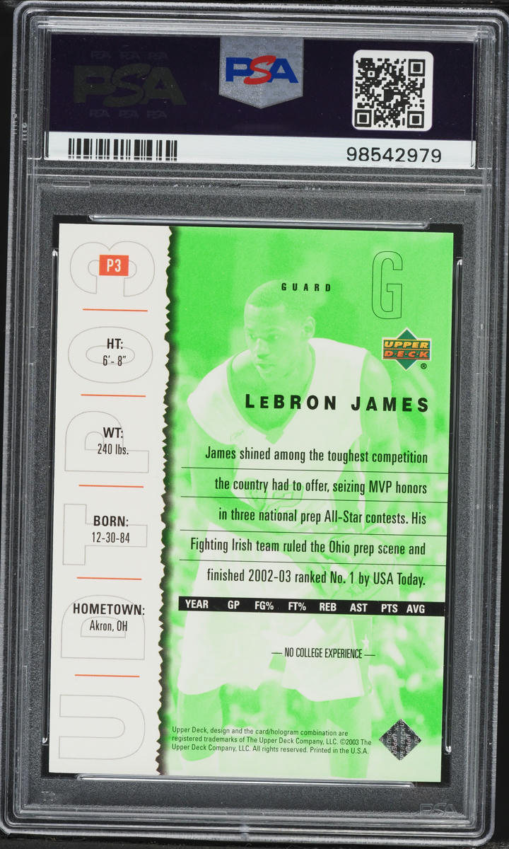 2003 Upper Deck Top Prospects Promo LeBron James ROOKIE #P3 PSA 10 GEM MINT
