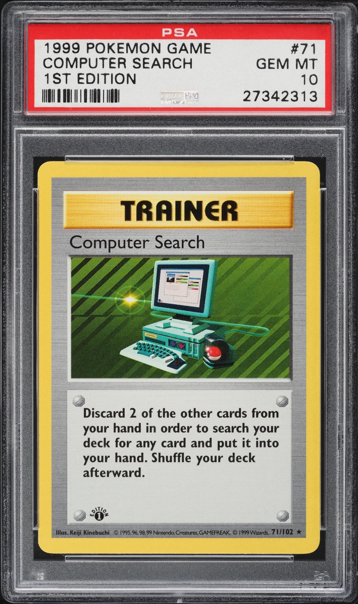 1999 Pokemon Base Set Shadowless 1st Edition Computer Search #71 PSA 10 GEM MINT