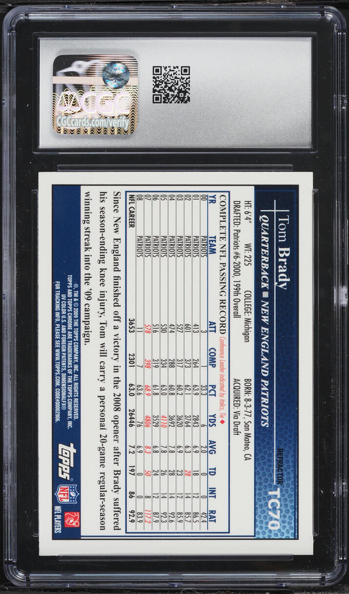2009 Topps Chrome Xfractor Tom Brady #TC70 CGC 9.5 MINT+