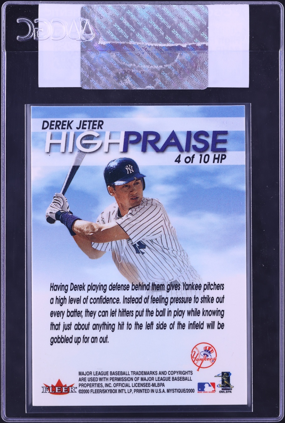 2000 Fleer Mystique High Praise Derek Jeter #4HP CGC AUTH