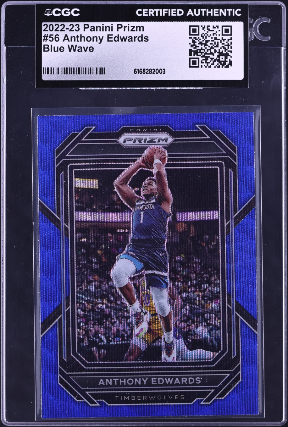2022 Panini Prizm Blue Wave Anthony Edwards #56 CGC AUTH