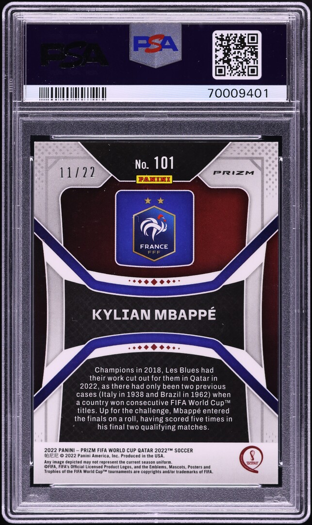 2022 Panini Prizm World Cup Qatar Maroon Kylian Mbappe /22