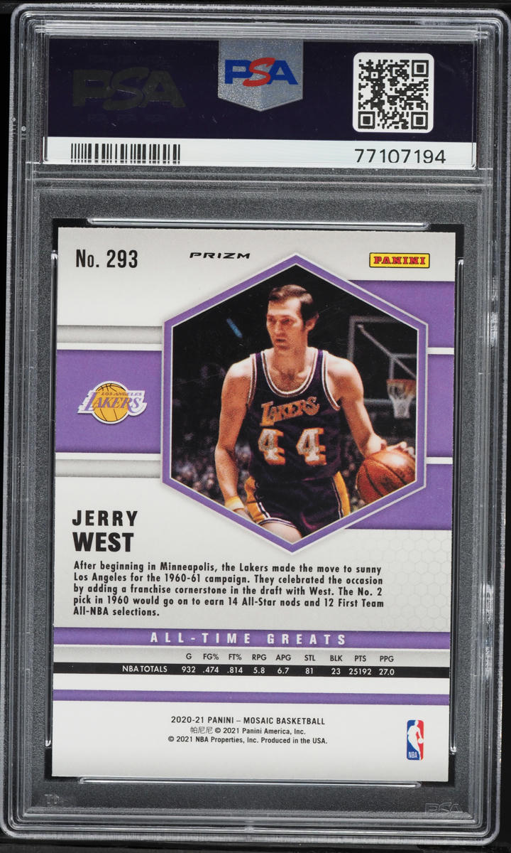 2020 Panini Mosaic Genesis Jerry West #293 PSA 9 MINT