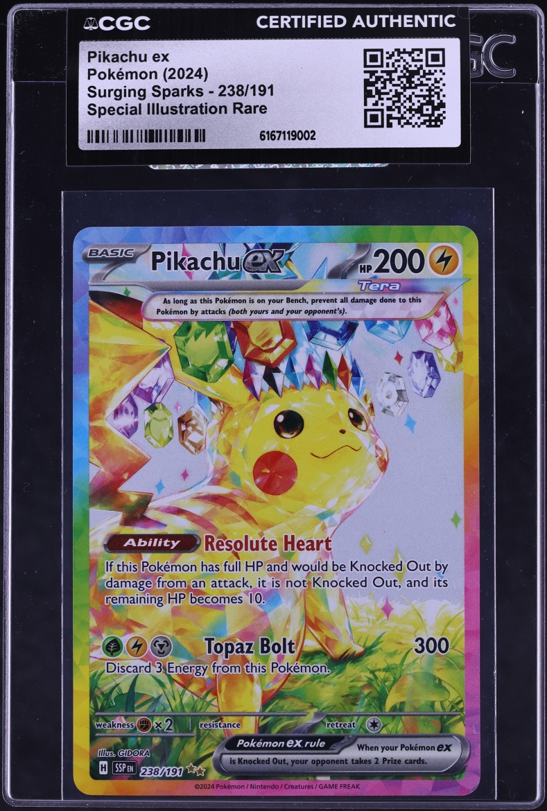 2024 Pokemon Scarlet & Violet Surging Sparks SIR Pikachu Ex #238 CGC AUTH