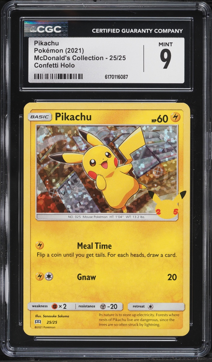 2021 Pokemon Sword & Shield McDonald's Collection Confetti Holo Pikachu #25 CGC 9 MINT