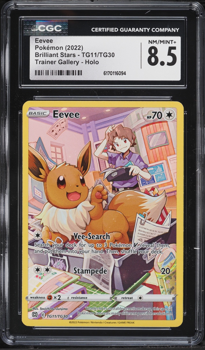 2022 Pokemon Sword & Shield Brilliant Stars CHR Eevee #TG11 CGC 8.5 NM-MT+