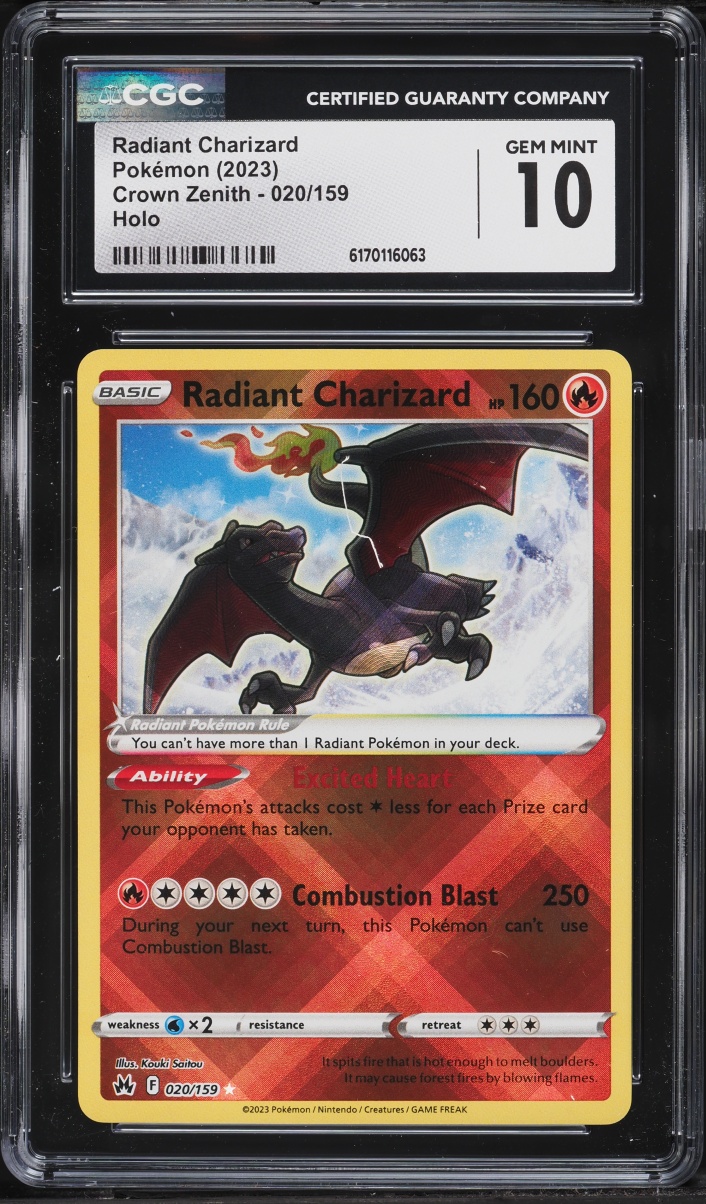2023 Pokemon Sword & Shield Crown Zenith Holo Radiant Charizard #20 CGC 10 GEM MINT