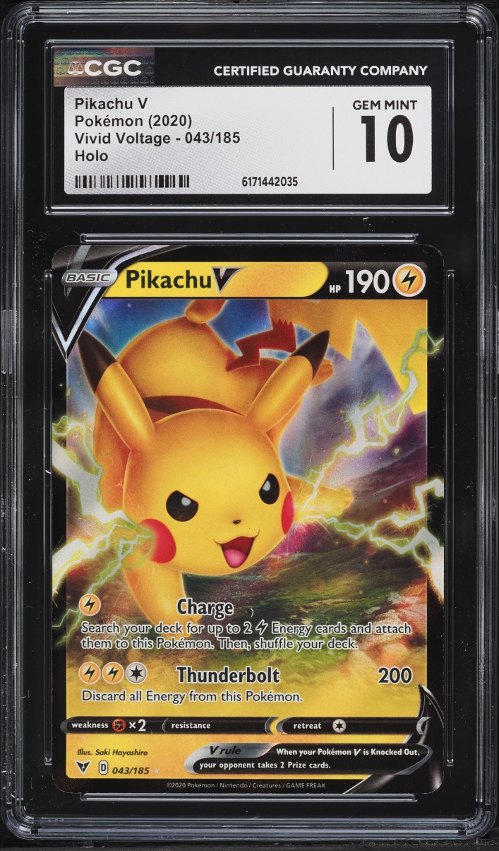 2020 Pokemon Sword & Shield Vivid Voltage Holo Pikachu V #43 CGC 10 GEM MINT