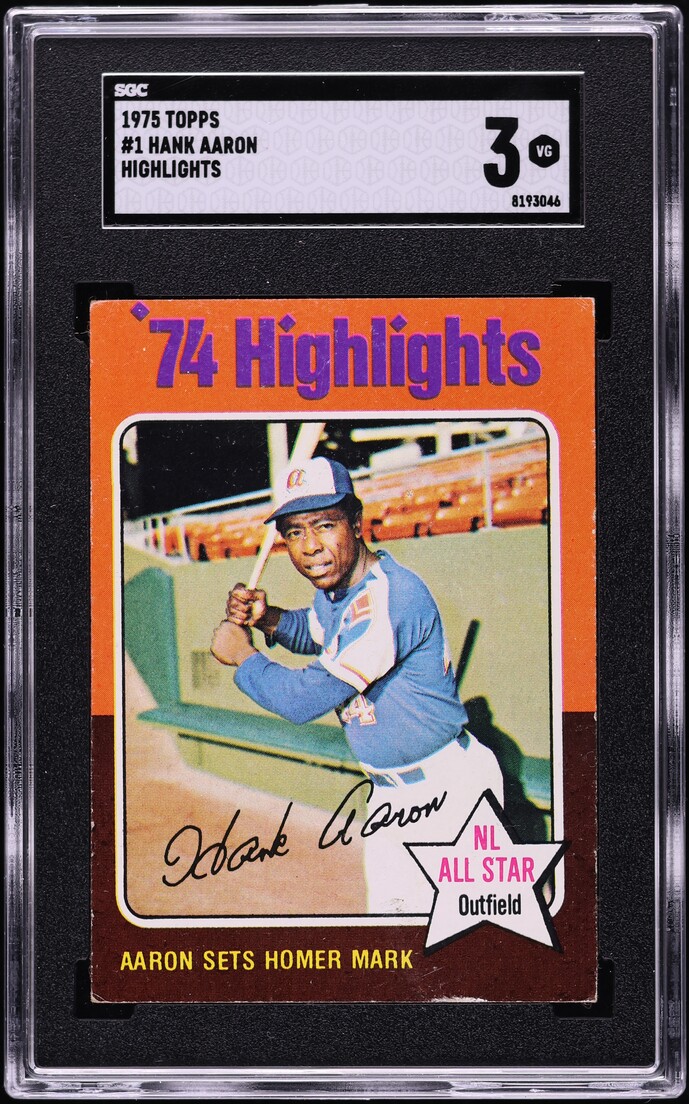 1975 Topps Hank Aaron HIGHLIGHTS #1 SGC 3 VG