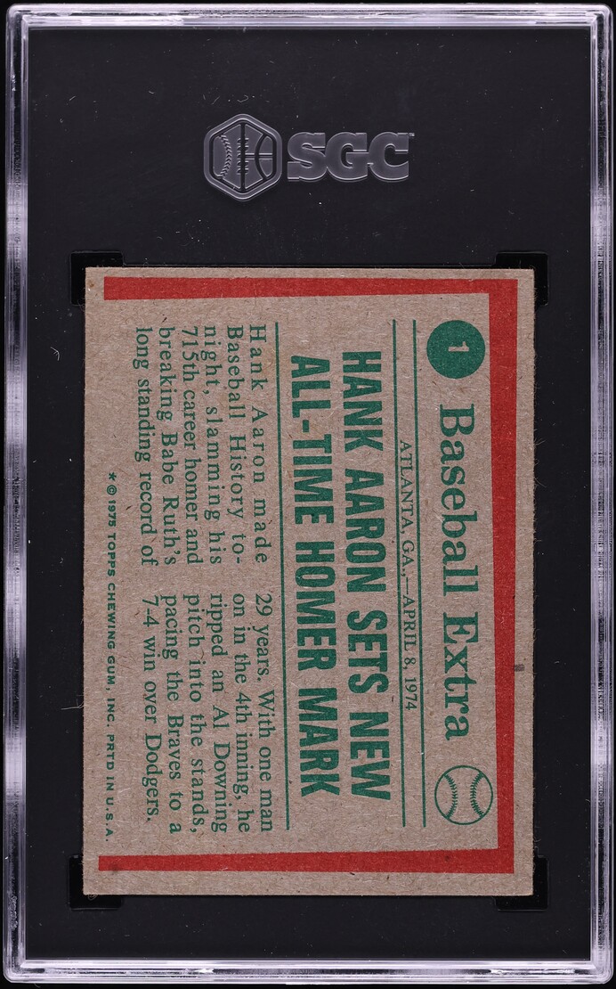 1975 Topps Hank Aaron HIGHLIGHTS #1 SGC 3 VG