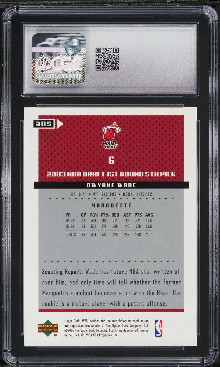 2003 Upper Deck MVP Dwyane Wade #205 CGC 9 MINT