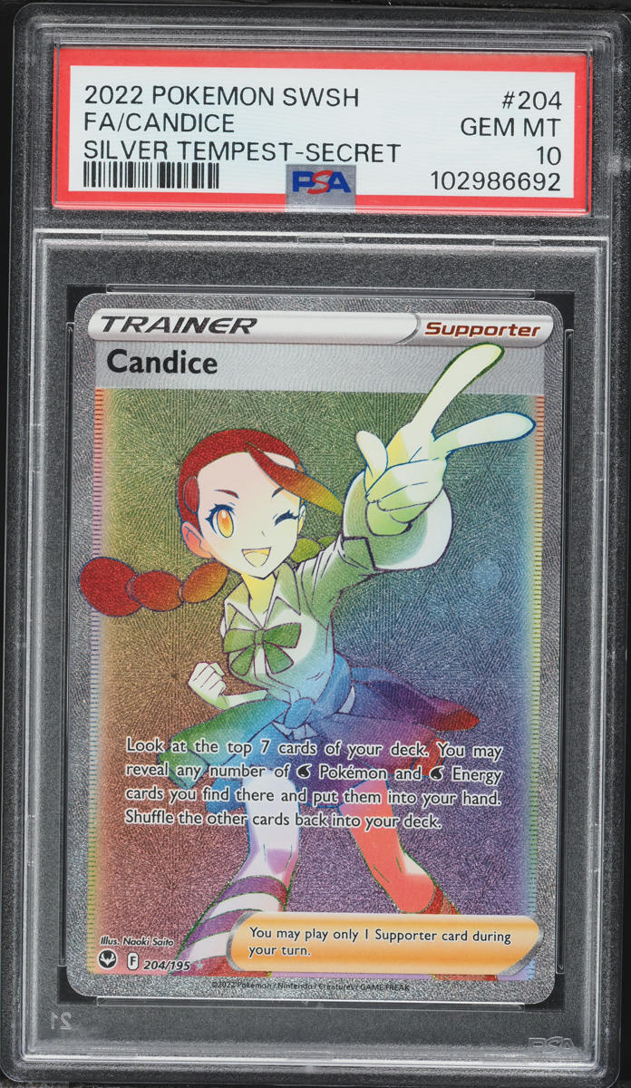 2022 Pokemon Sword & Shield Silver Tempest Rainbow Rare Candice #204 PSA 10 GEM MINT