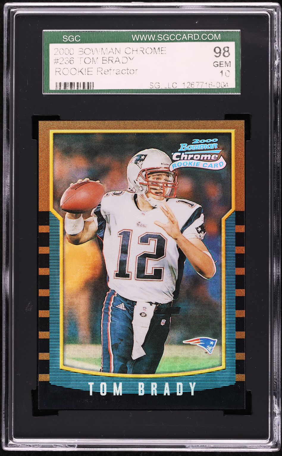 2000 Bowman Chrome Refractor Tom Brady ROOKIE #236 SGC 10 GEM MINT