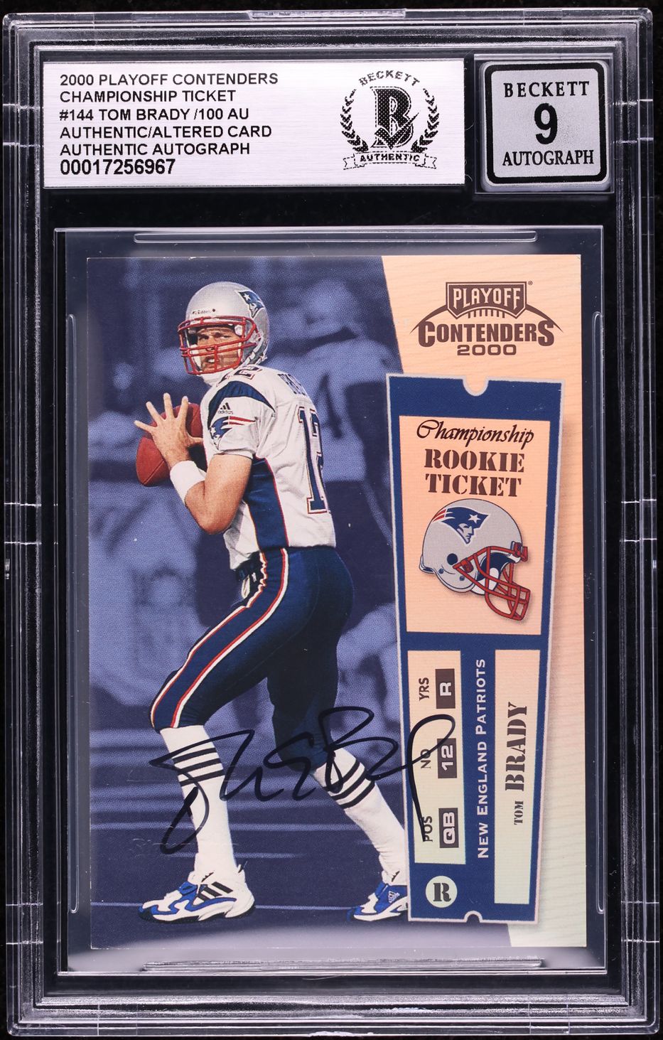2000 Playoff Contenders Championship Ticket Tom Brady RC AUTO /100 BAS BGS AUTH
