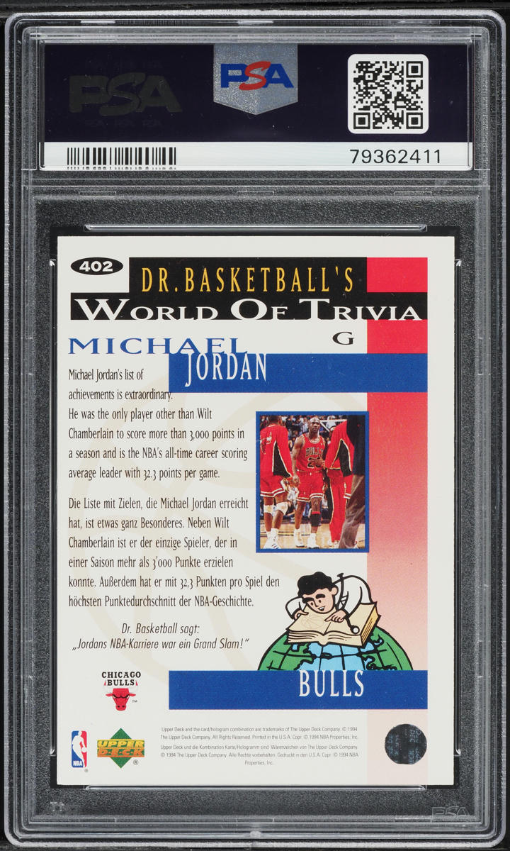 1994 Collector's Choice Gold Signature Michael Jordan #402 PSA 7 NRMT