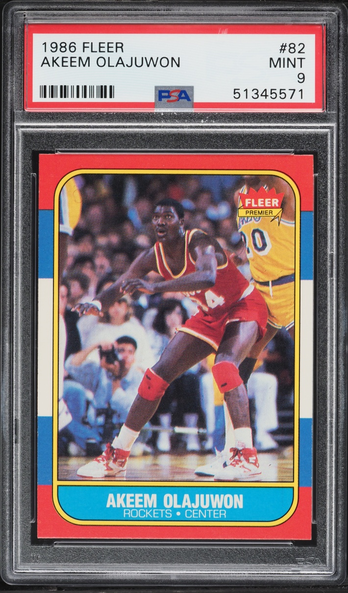 1986 Fleer Basketball Hakeem Olajuwon ROOKIE #82 PSA 9 MINT