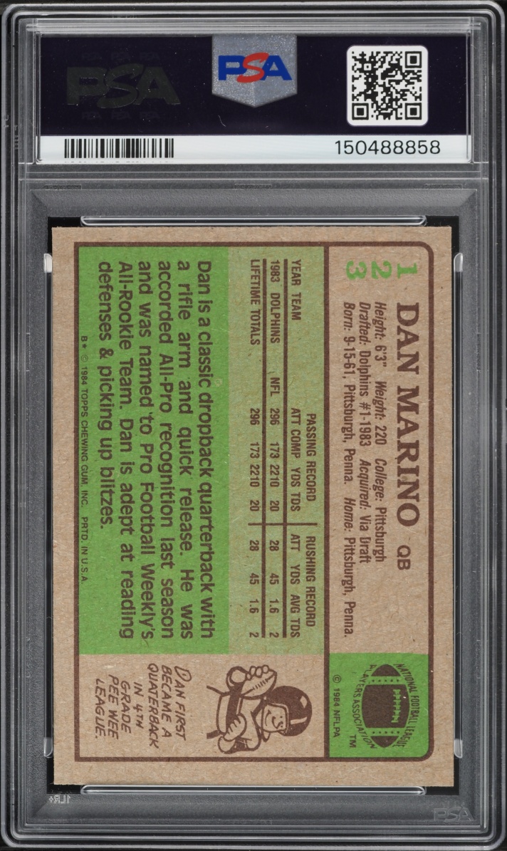 1984 Topps Football Dan Marino ROOKIE #123 PSA 9 MINT