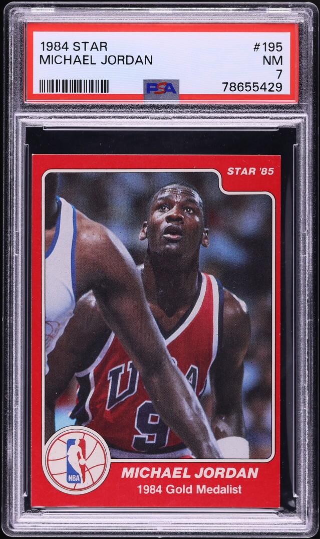 1984 Star Basketball Michael Jordan ROOKIE #195 PSA 7 NRMT on