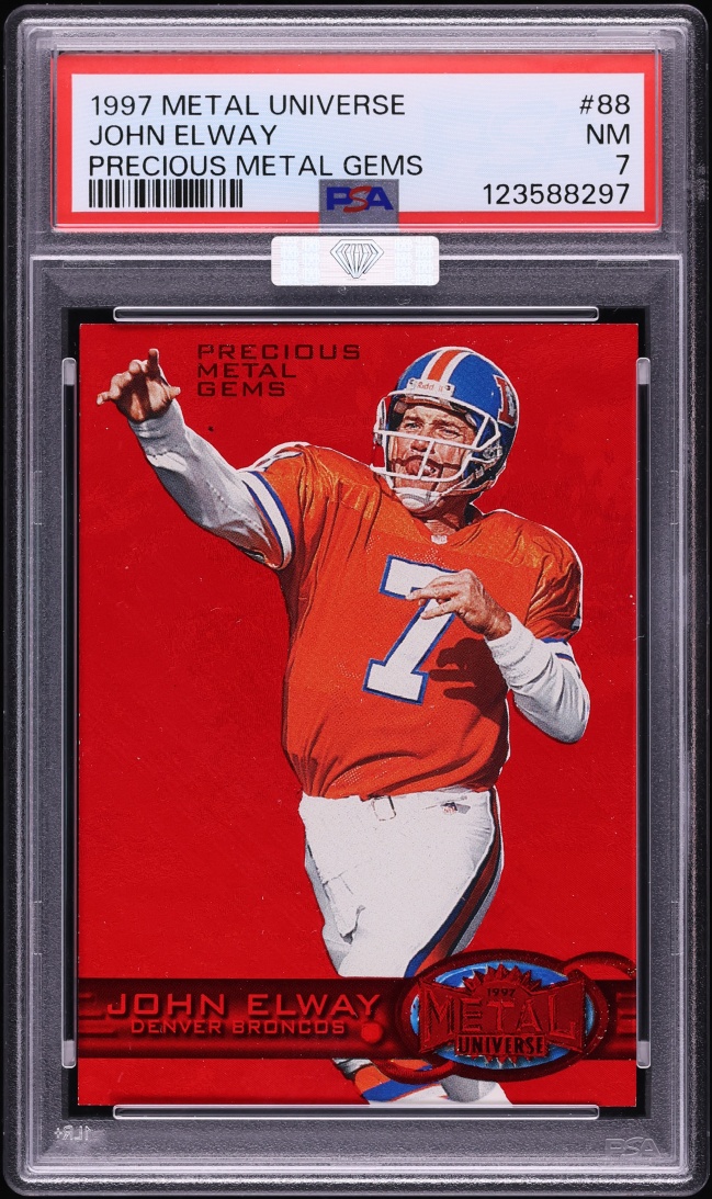1997 Metal Universe Precious Gems PMG Red John Elway /150 #88 PSA 7 NRMT - Photo 1
