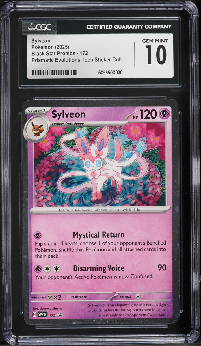 2025 Pokemon SV Promo Prismatic Evolutions Tech Sticker Sylveon #172 CGC 10 GEM MINT
