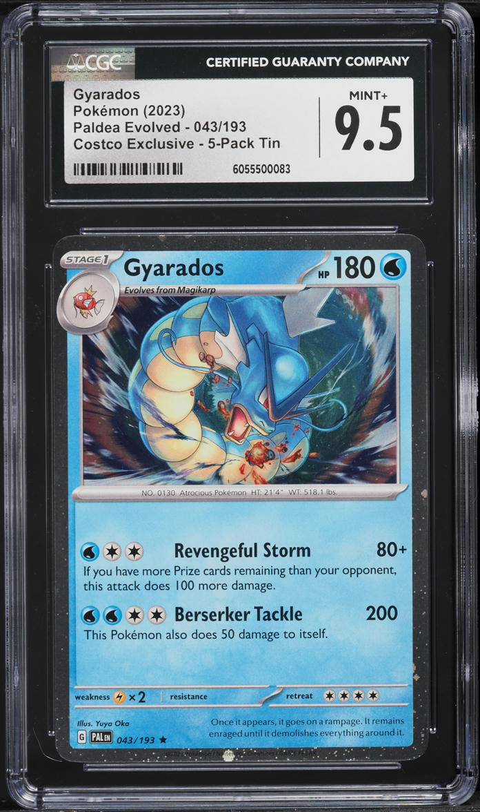 2023 Pokemon Scarlet & Violet Paldea Evolved Costco Exclusive 5-Pack Tin Gyarados #043 CGC 9.5