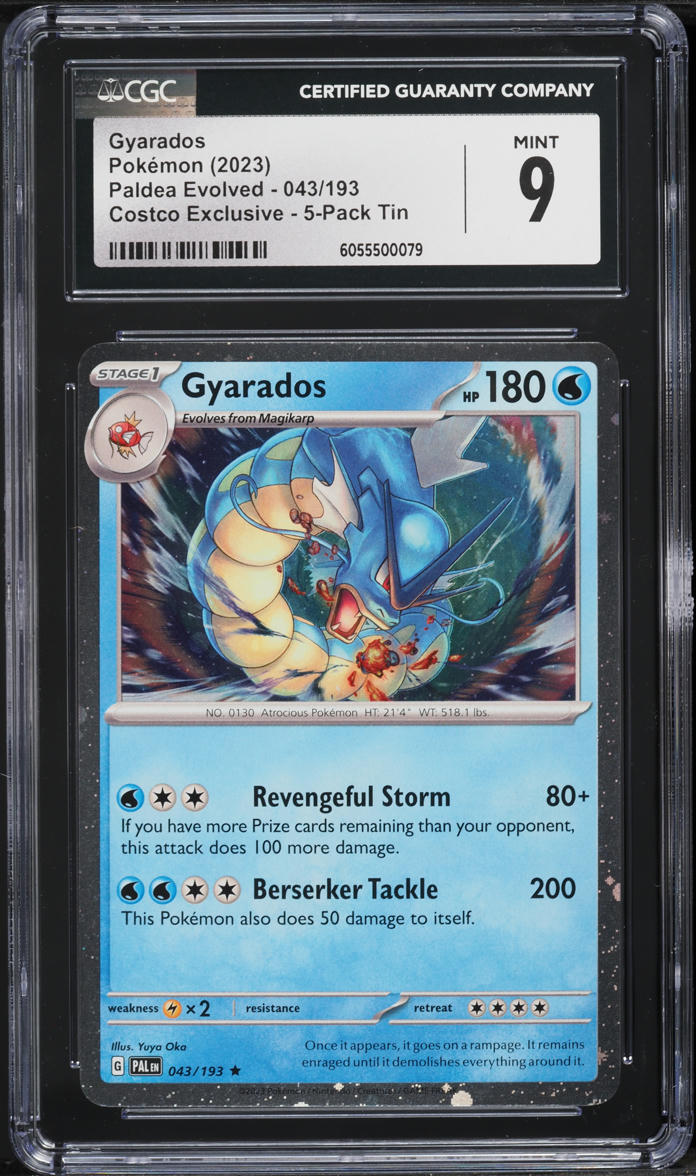 2023 Pokemon SV Paldea Evolved Costco Exclusive 5-Pack Tin Gyarados #043 CGC 9 MINT