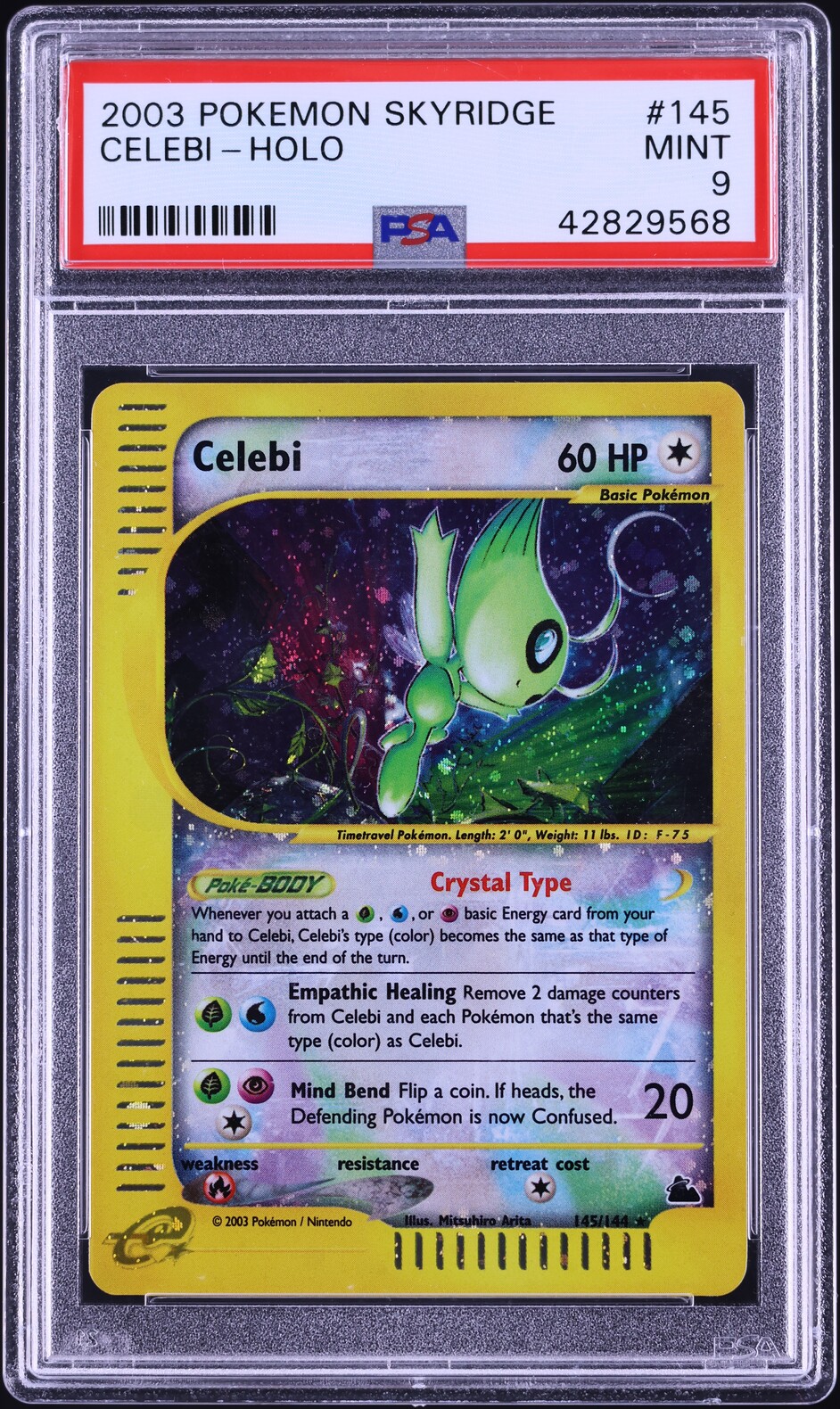 2003 Pokemon Skyridge Holo Crystal Celebi #145 PSA 9 MINT