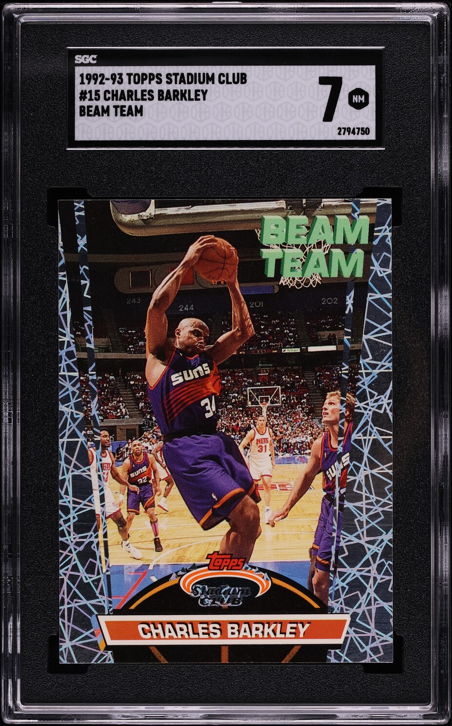 1992 Stadium Club Beam Team Charles Barkley #15 SGC 7 NRMT