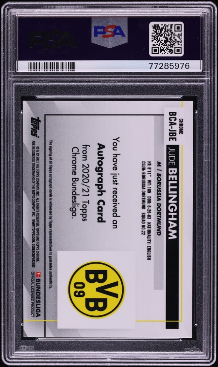 2020 Topps Chrome Bundesliga Jude Bellingham ROOKIE AUTO #JBE PSA 10 GEM MINT