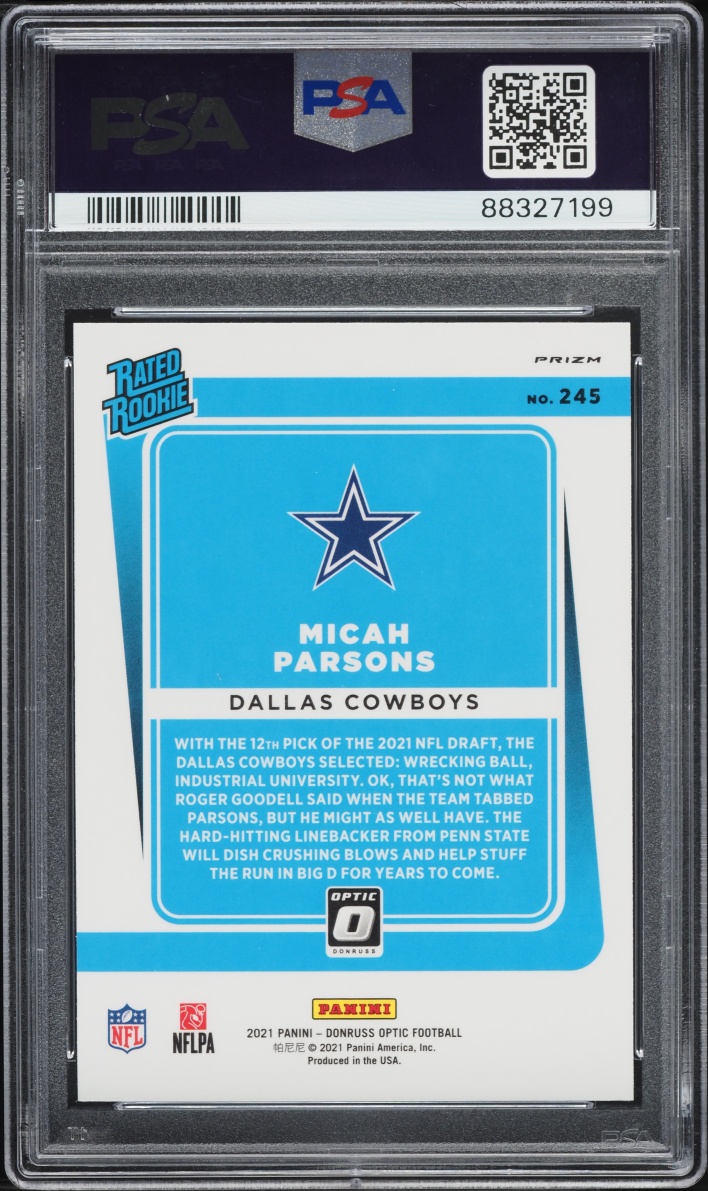 2021 Donruss Optic Stars Micah Parsons ROOKIE #245 PSA 10 GEM MINT