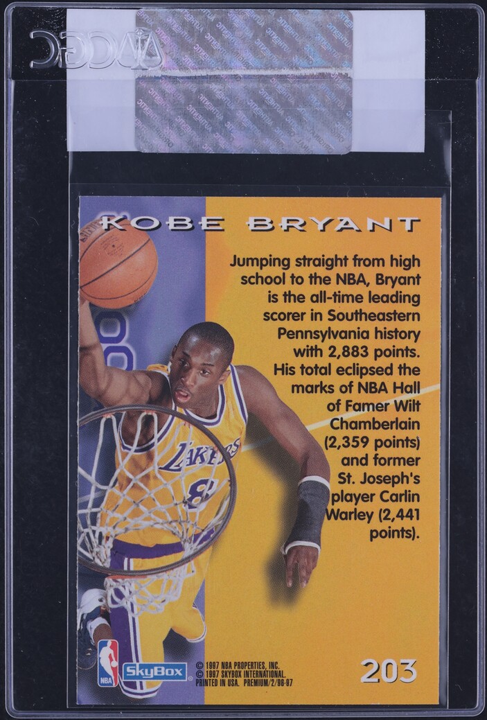1996 Skybox Premium Kobe Bryant ROOKIE #203 CGC AUTH