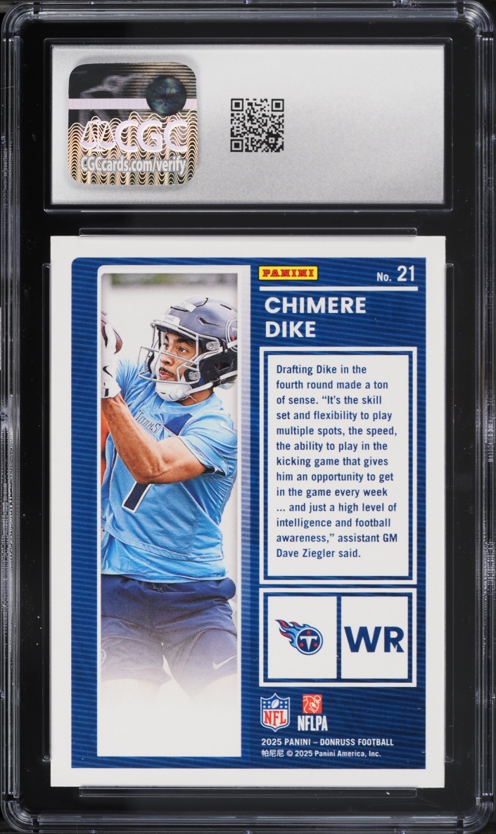 2025 Donruss The Rookies Chimere Dike ROOKIE #21 CGC 10 GEM MINT