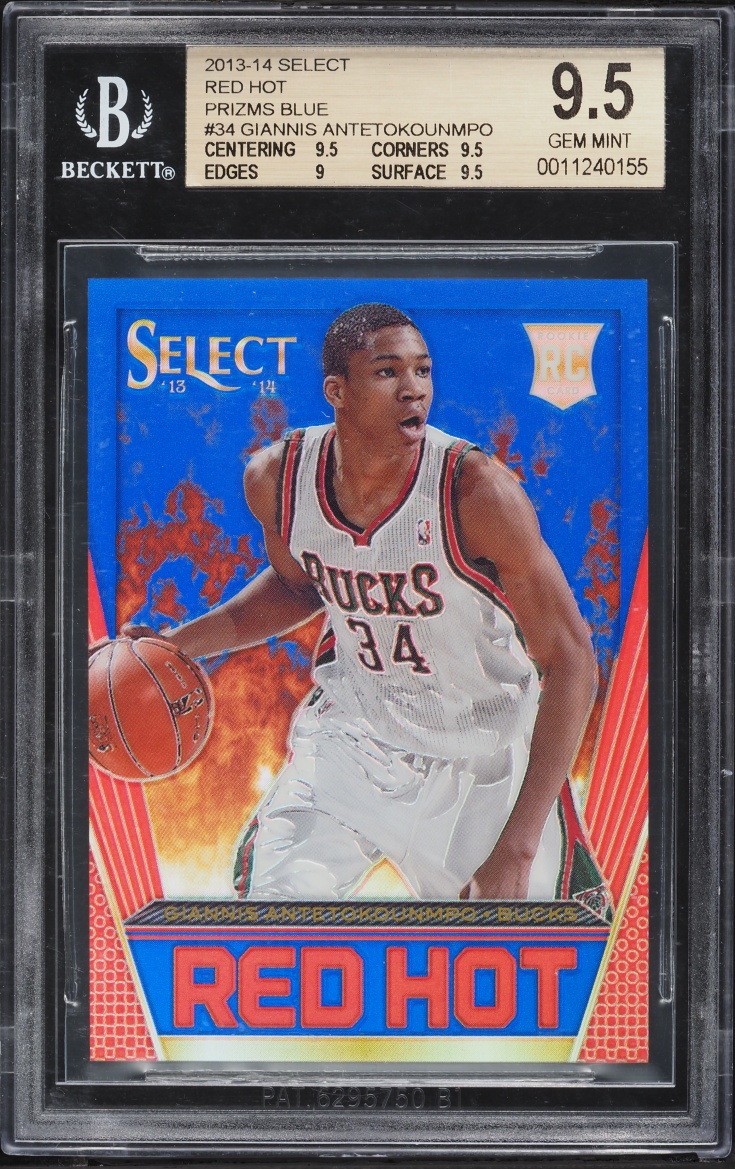 2013 Select Red Hot Blue Prizm Giannis Antetokounmpo ROOKIE 1/49 #34 BGS 9.5 GEM MINT