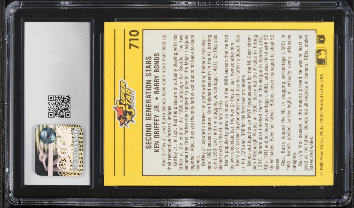 1991 Fleer Ken Griffey Jr. Barry Bonds #710 CGC 8 NM-MT