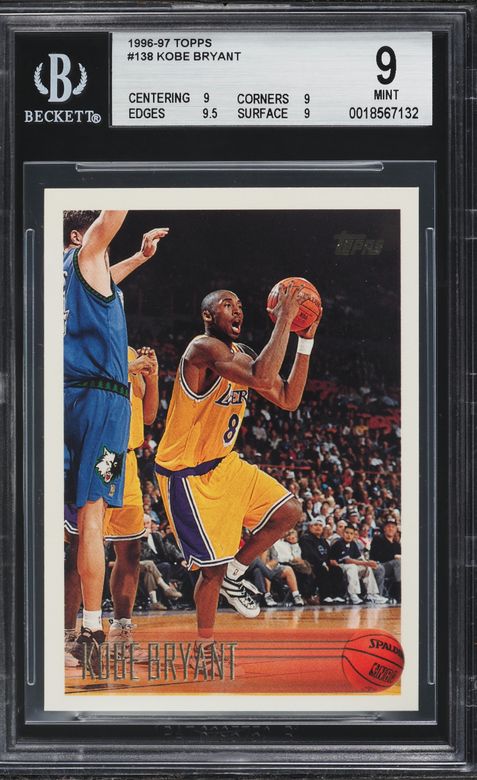 1996 Topps Basketball Kobe Bryant ROOKIE #138 BGS 9 MINT on