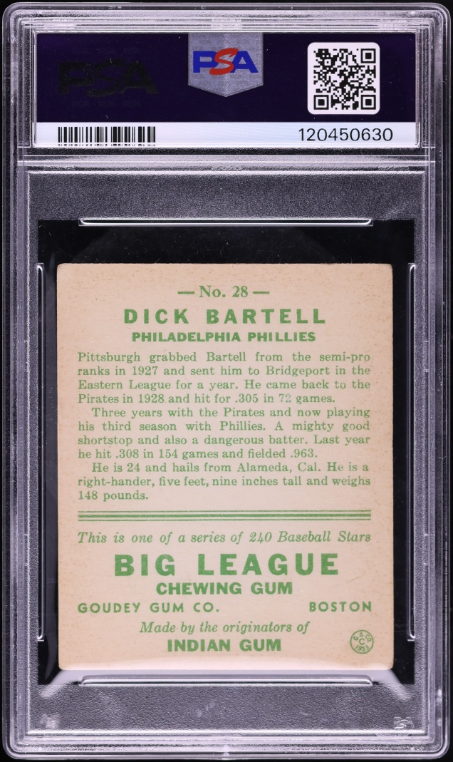 1933 Goudey Dick Bartell #28 PSA 3 VG