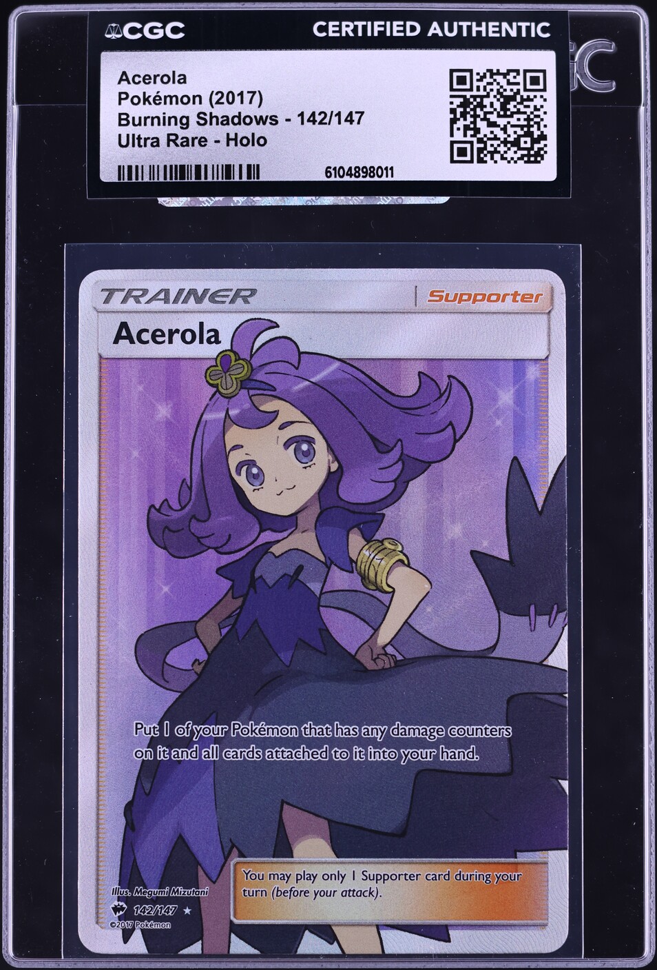 2017 Pokemon Sun & Moon Burning Shadows Full Art Acerola #142 CGC AUTH