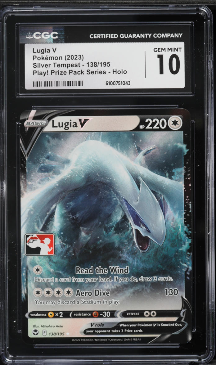 2023 Pokemon Silver Tempest Play! Prize Pack Series Lugia V #138 CGC 10 GEM MINT