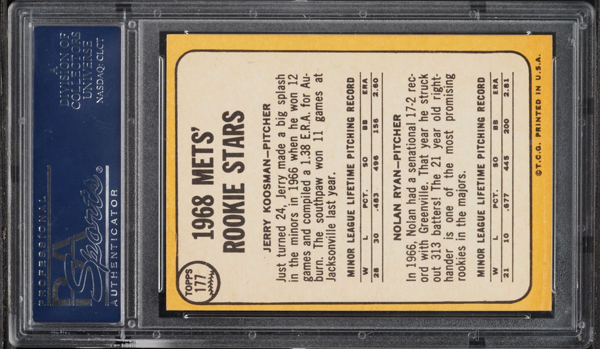 1968 Topps Nolan Ryan ROOKIE #177 PSA 8 NM-MT