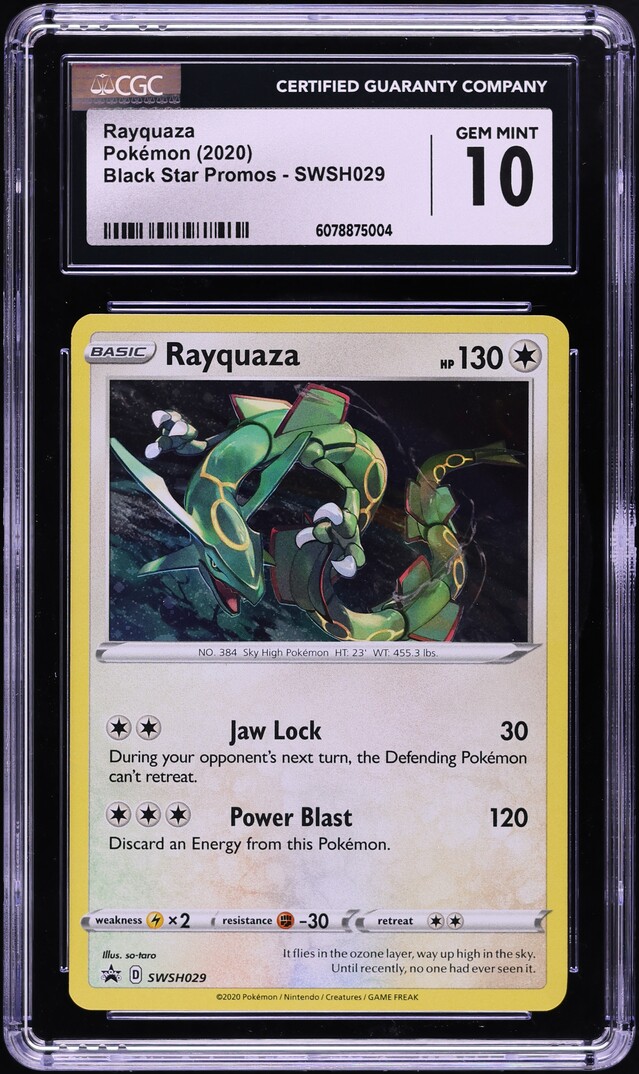 2020 Pokemon Sword & Shield Black Star Promo Rayquaza #SWSH029 CGC 10 GEM MINT