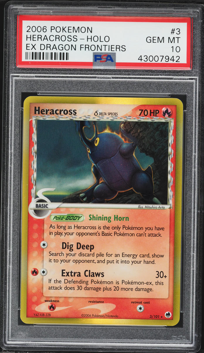 2006 Pokemon EX Dragon Frontiers Holo Heracross #3 PSA 10 GEM MINT
