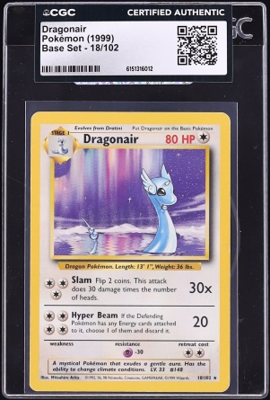 1999 Pokemon Base Set Dragonair #18 CGC AUTH
