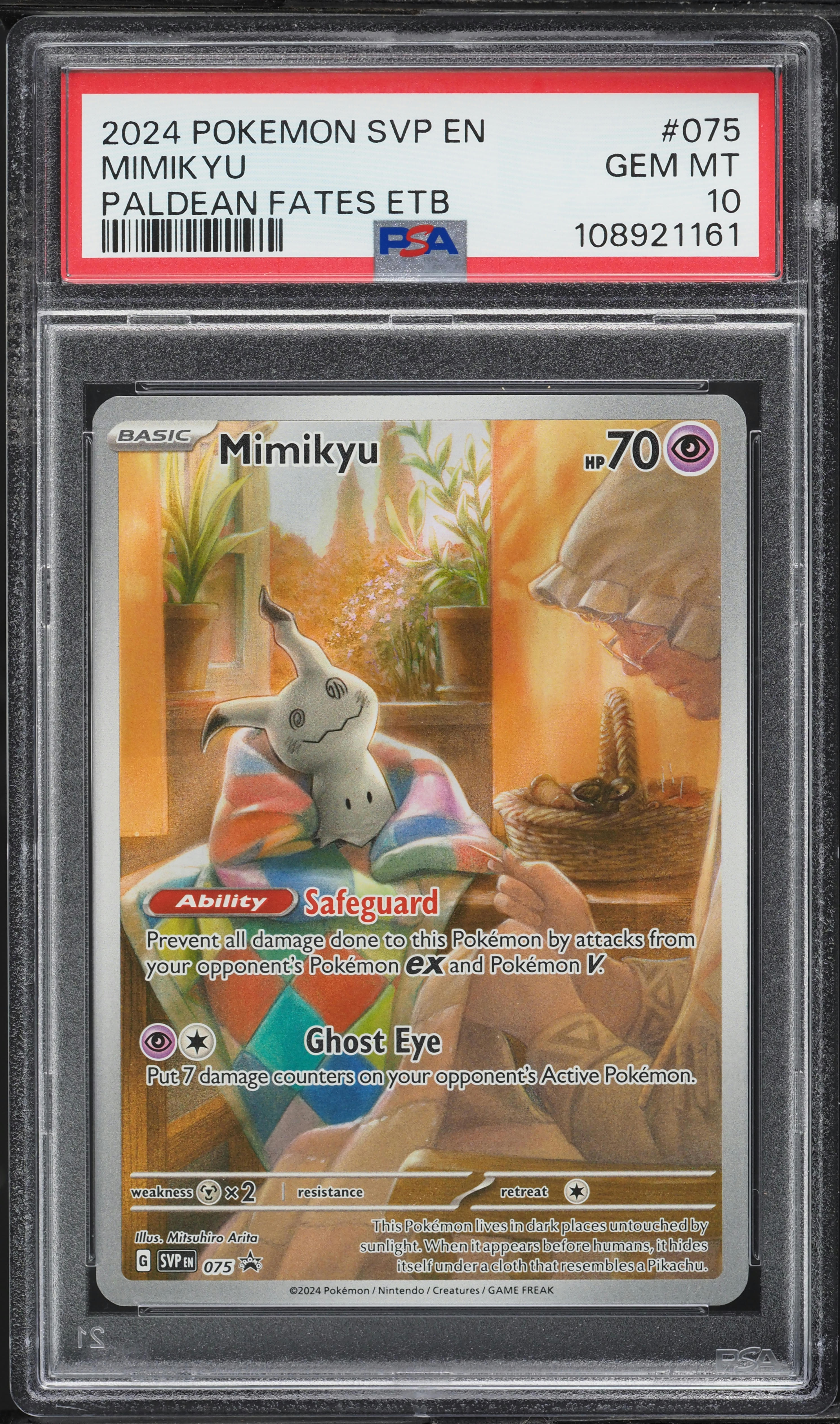 2024 Pokemon SV Black Star Promo Paldean Fates ETB Mimikyu #75 PSA 10 GEM MINT