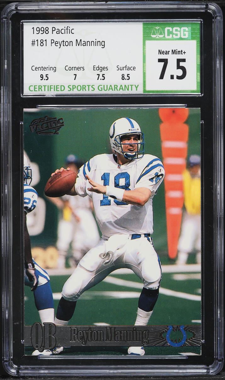 1998 Pacific Football Peyton Manning ROOKIE #181 CSG 7.5 NRMT+