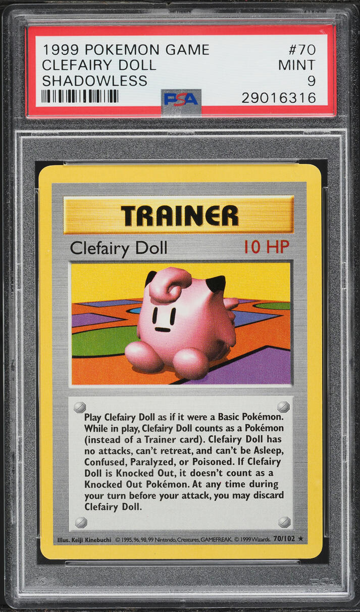 1999 Pokemon Base Set Shadowless Clefairy Doll #70 PSA 9 MINT