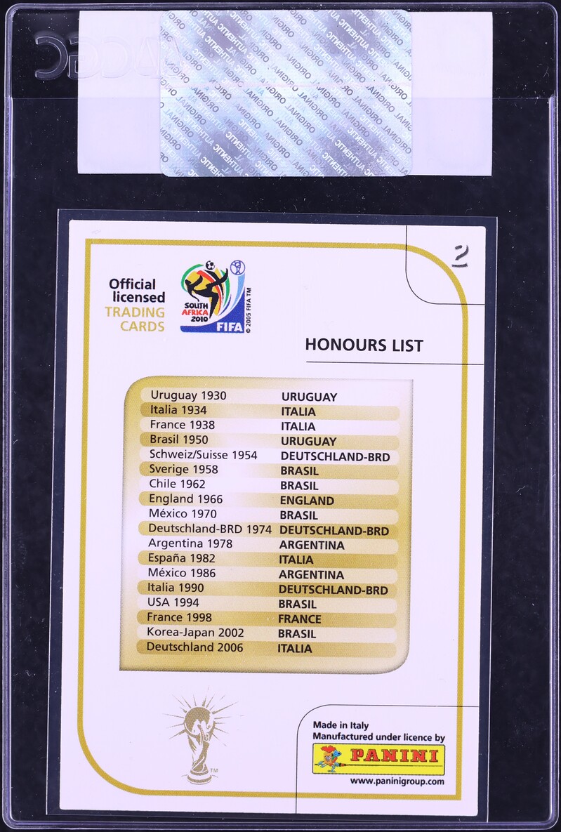 2010 Panini Premium World Cup FIFA World Cup Trophy #2 CGC AUTH
